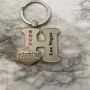 Las Vegas Silver and Pink Keychain “H” souvenir